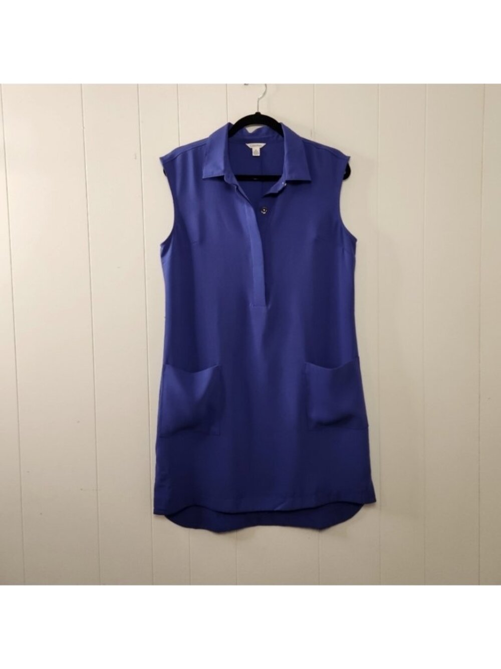 Calvin Klein Blue Sleeveless Mini Tunic Dress Shirtdress Lightweight Medium